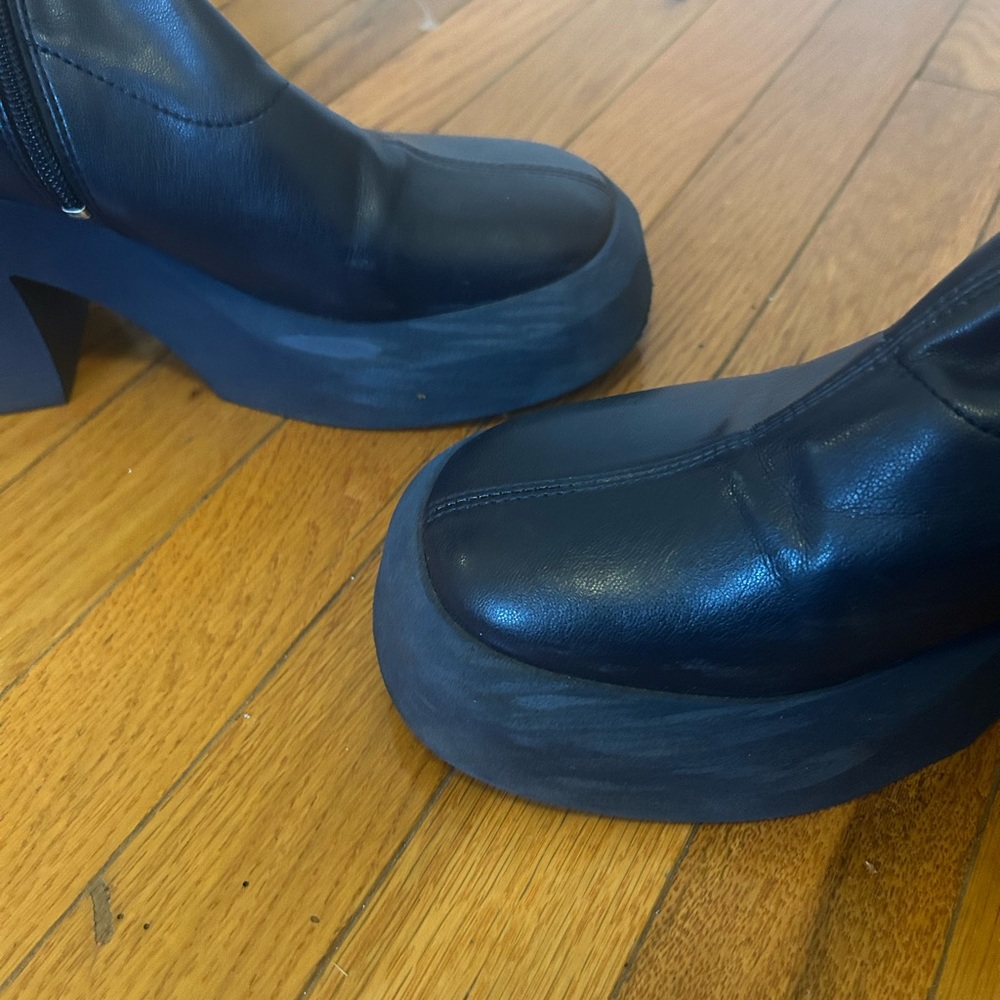 Miista Navy Heeled Boots - Picture 2 of 4